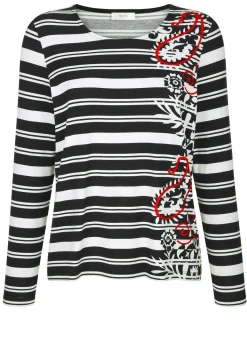 Sale BADER Shirt mit roten Farbakzenten SCHWARZ-ROT-WEISS