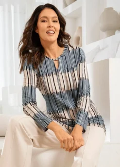 Online BADER Shirt in ausgefallener Verarbeitung GRAU-BEIGE-SCHWARZ