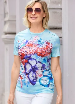 Sale BADER Shirt in Batik-Optik EISBLAU-ROT-BLAU