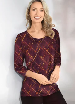 Outlet KLAUS MODELLE MADE IN GERMANY Shirt in Feinjersey BORDEAUX-MULTICOLOR