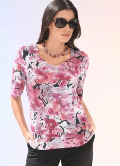 Hot KLAUS MODELLE MADE IN GERMANY Shirt in Floraldessin ROSÉ-ECRU-MULTICOLOR