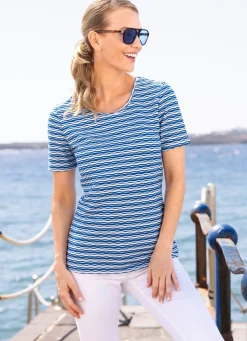 Outlet BADER Shirt in geringelter Optik in 2 Farben ROYALBLAU-WEISS