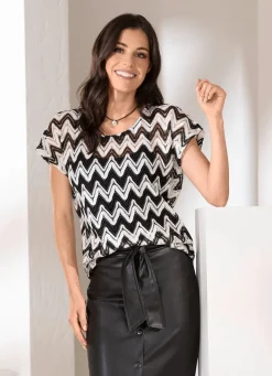 Hot BADER Shirt in Häkel-Optik SCHWARZ-SAND