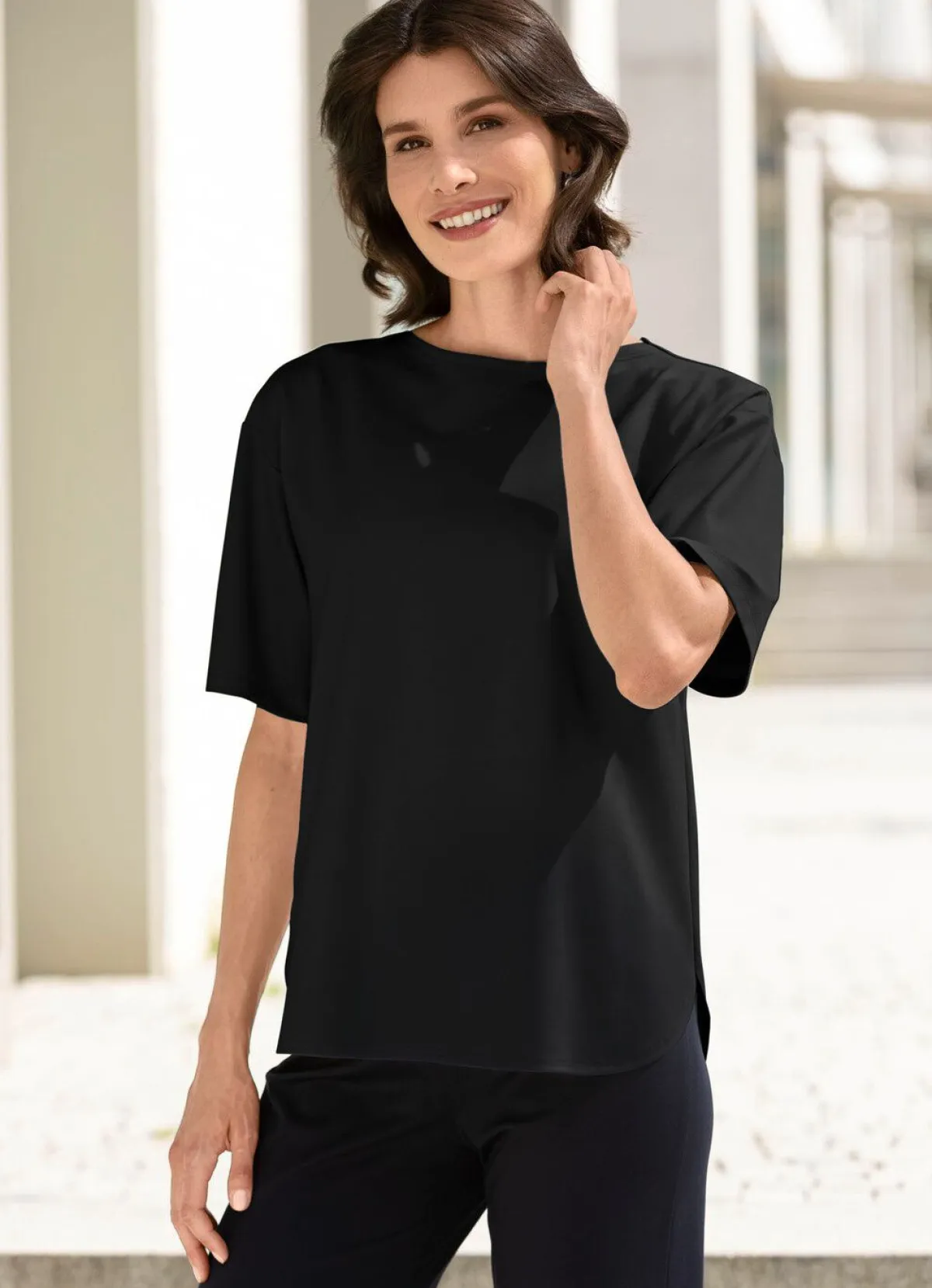 Outlet KLAUS MODELLE MADE IN GERMANY Shirt in legerer Form SCHWARZ