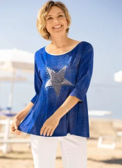 Discount BADER Shirt in Melange-Optik JEANSBLAU