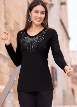 Sale BADER Shirt mit abgerundetem V-Ausschnitt in 4 Farben SCHWARZ