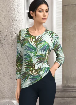 Discount KLAUS MODELLE MADE IN GERMANY Shirt mit Allover Druck GRÜN-BLAU