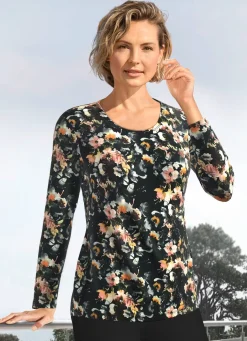 Clearance KLAUS MODELLE MADE IN GERMANY Shirt mit Allover-Dessin SCHWARZ-BUNT