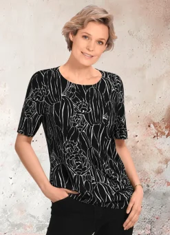 Clearance KLAUS MODELLE MADE IN GERMANY Shirt mit Allover-Druck SCHWARZ-WEISS