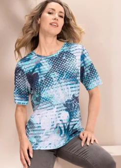 Clearance BADER Shirt mit Alloverdruck WEISS-TÜRKIS-MARINE