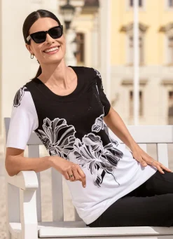 Discount laurakent Shirt mit Allover-Druck WEISS-SCHWARZ
