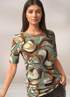 Clearance KLAUS MODELLE MADE IN GERMANY Shirt mit Allover-Druck BRAUN-MINT-WEISS