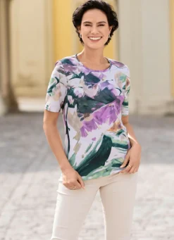 Hot BADER Shirt mit Alloverdruck WEISS-GRÜN-MULTICOLOR