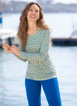 BADER Shirt mit Allover-Druck JEANSBLAU-PISTAZIE-ECRU
