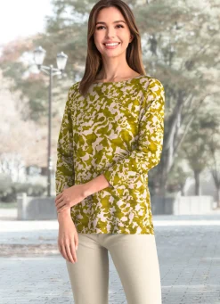 Discount BADER Shirt mit Allover-Druck GRÜN-BEIGE