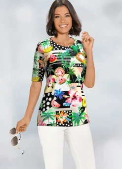 Hot KLAUS MODELLE MADE IN GERMANY Shirt mit Allover-Druck SCHWARZ-BUNT
