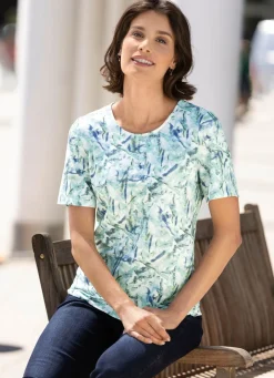Clearance BADER Shirt mit Alloverdruck ECRU-MINT-BLAU