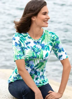 Outlet BADER Shirt mit Alloverdruck ECRU-JEANSBLAU-MULTICOLOR