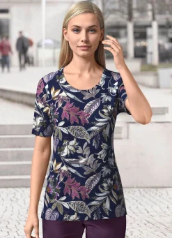 Clearance KLAUS MODELLE MADE IN GERMANY Shirt mit Allover-Druck MARINE-BEERE-WEISS
