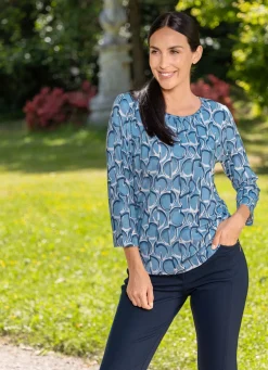 New RABE Shirt mit Alloverdruck AZURBLAU-MULTICOLOR