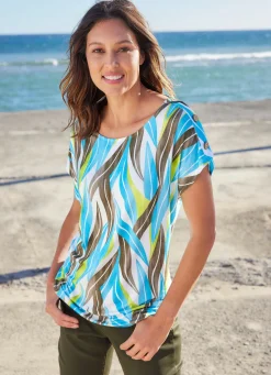 Clearance BADER Shirt mit überschnittener Schulterpartie limone-khaki-türkis