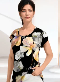 Sale KLAUS MODELLE MADE IN GERMANY Shirt mit überschnittener Schulterpartie SCHWARZ-GELB-BUNT