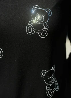 Best BADER Shirt mit Bärchen-Strasszier SCHWARZ