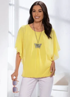 Sale BADER Shirt mit Chiffon-Überwurf in 2 Farben GELB