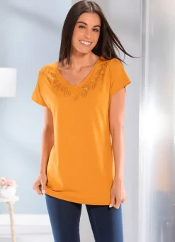 Discount BADER Shirt mit dekorativer Strasssteinzier MAISGELB
