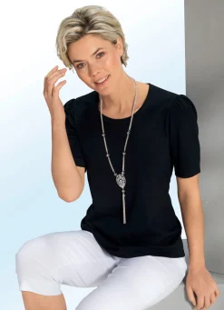 Clearance BADER Shirt mit dezenter Kräuselung in 4 Farben SCHWARZ