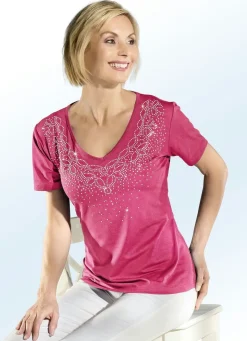 Hot BADER Shirt mit edler Strasszier im Vorderteil in 2 Farben PINK