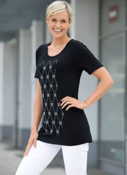 Clearance BADER Shirt mit edler Strasszier im Vorderteil SCHWARZ
