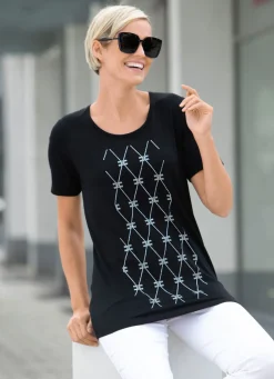 Clearance BADER Shirt mit edler Strasszier im Vorderteil SCHWARZ