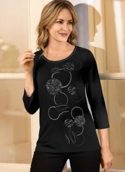 Sale BADER Shirt mit effektvollem Druck in 3 Farben SCHWARZ