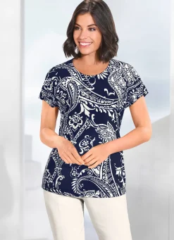 Discount KLAUS MODELLE MADE IN GERMANY Shirt mit farbbrillantem Druck marine-ecru