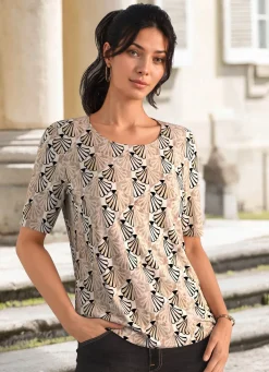 Best KLAUS MODELLE MADE IN GERMANY Shirt mit farbbrillantem Allover-Druck ECRU-SAND-SCHWARZ