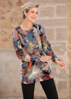 Outlet BADER Shirt mit farbbrillantem Druck ORANGE-BLAU-SCHWARZ