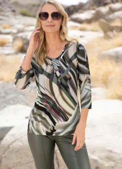 Online KLAUS MODELLE MADE IN GERMANY Shirt mit farbbrillantem Allover-Druck OLIV-GRAU-SAND