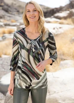 Online KLAUS MODELLE MADE IN GERMANY Shirt mit farbbrillantem Allover-Druck OLIV-GRAU-SAND