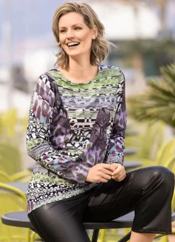 Sale BADER Shirt mit farbbrillantem Inkjet-Druck GRÜN-LILA-BUNT
