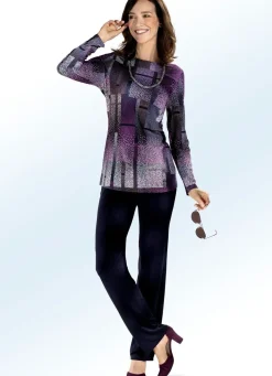 Hot BADER Shirt mit farbbrillantem Inkjet-Druck in 2 Farben BEERE-BUNT
