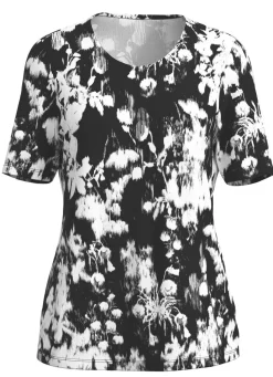 Outlet KLAUS MODELLE MADE IN GERMANY Shirt mit Floraldessin SCHWARZ-WEISS