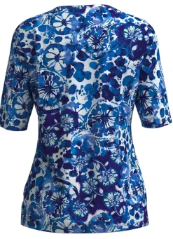Sale KLAUS MODELLE MADE IN GERMANY Shirt mit floralem Dessin BLAU-WEISS