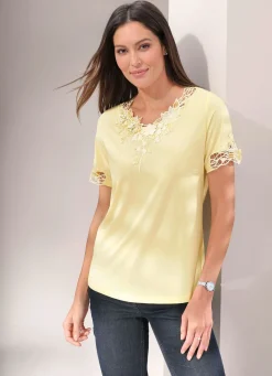 Best BADER Shirt mit floraler Spitze in 5 Farben GELB