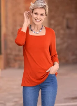 New BADER Shirt mit flottem Karreè-Ausschnitt in 3 Farben ORANGE