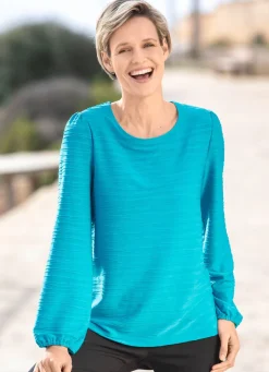Sale BADER Shirt mit Gummizugabschluss an den Ärmeln TÜRKIS