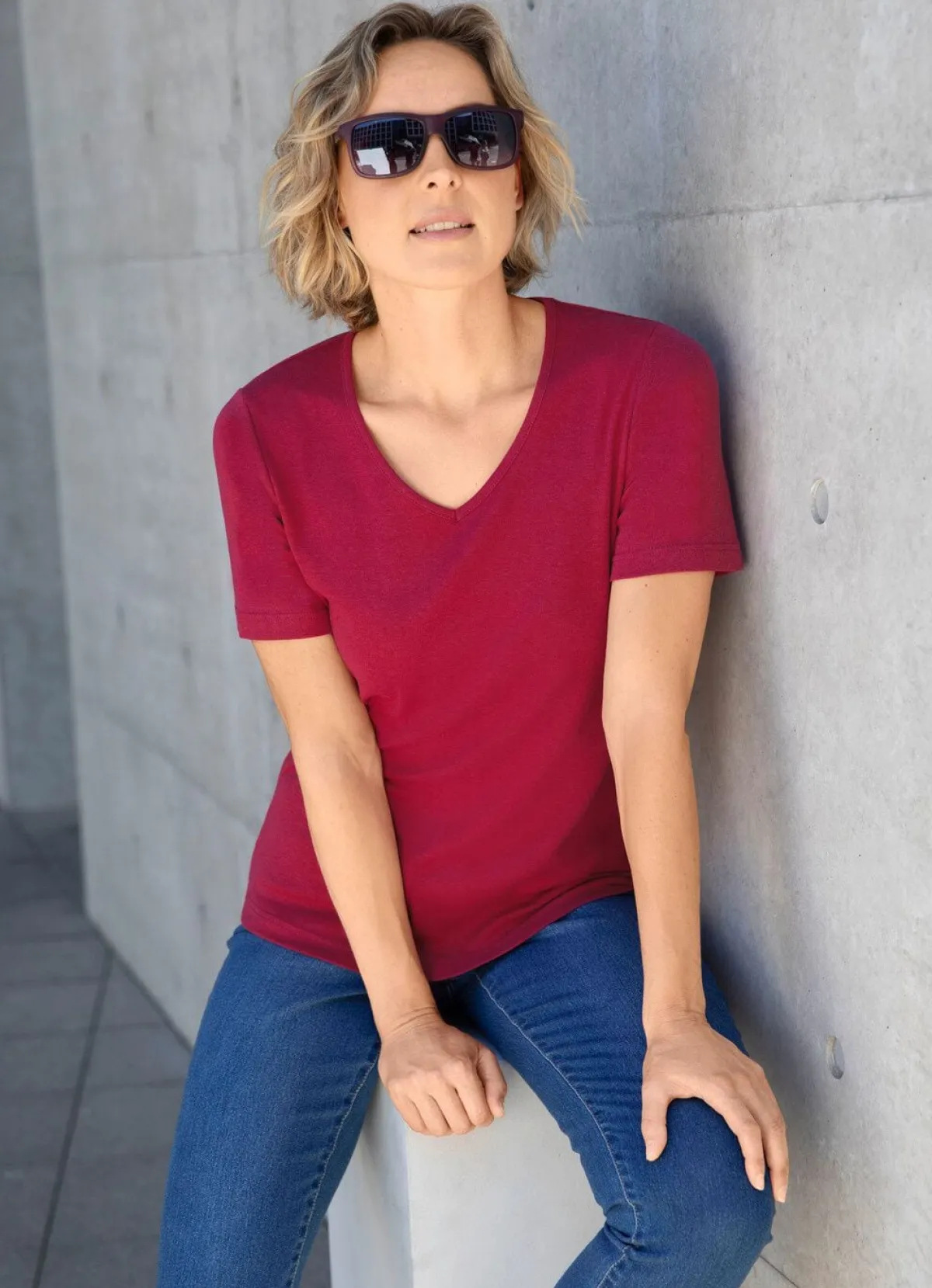 Online BADER Shirt mit hohem Tragekomfort in 10 Farben WEINROT