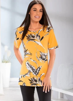 Clearance BADER Shirt mit interessantem Allover-Druck GELB-SCHWARZ-WEISS