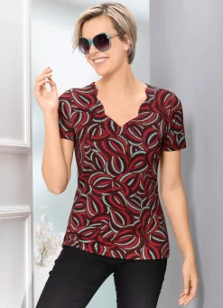 Hot BADER Shirt mit interessantem Inkjet-Druck BORDEAUX-MINT