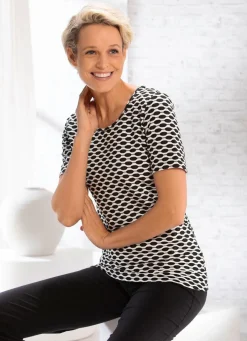Hot BADER Shirt mit interessanter zweifarbiger Struktur in 2 Farben SCHWARZ-WEISS